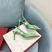 Fortok Valentino Garavani Slingback Green V Buckle Rhinestone - 3