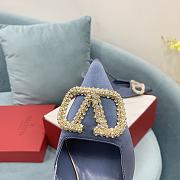 Fortok Valentino Garavani Slingback Blue V Buckle Rhinestone - 3