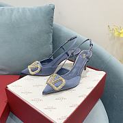 Fortok Valentino Garavani Slingback Blue V Buckle Rhinestone - 2