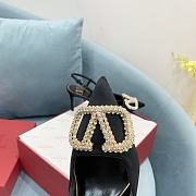 Fortok Valentino Garavani Slingback Black V Buckle Rhinestone - 6