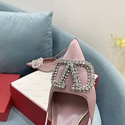 Fortok Valentino Garavani Slingback Pink V Silver Buckle Rhinestone - 2