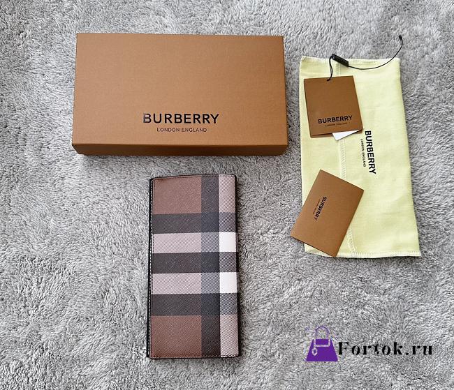 Fortok Burberry London Check Folding Long Wallet Brown 19x9.5cm - 1