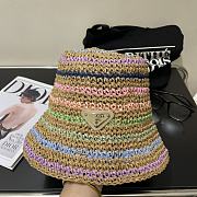 Fortok Prada Multicolor Striped Crochet Bucket Hat in Brown - 3