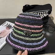 Fortok Prada Multicolor Striped Crochet Bucket Hat in Black - 1