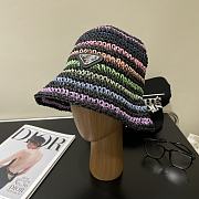 Fortok Prada Multicolor Striped Crochet Bucket Hat in Black - 4