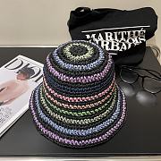 Fortok Prada Multicolor Striped Crochet Bucket Hat in Black - 2