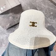 Fortok Celine Straw Bucket Hat in Black/White/Beige - 5