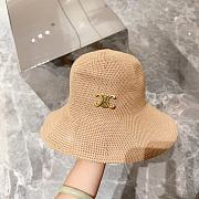 Fortok Celine Straw Bucket Hat in Black/White/Beige - 3