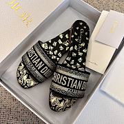 Fortok Dior Dway Gradient Butterflies Pattern Slides Black & Gold Metallic - 2