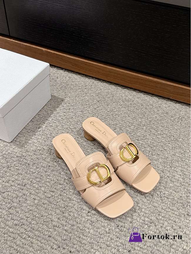 Fortok Dior 30 Montaigne Heeled Slides Beige Calfskin - 1
