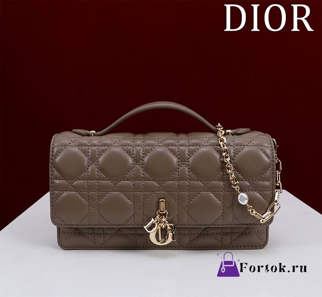 Fortok Dior Miss Dior Bag Brown Cannage Lambskin 0980 21x11.5x4.5cm - 1