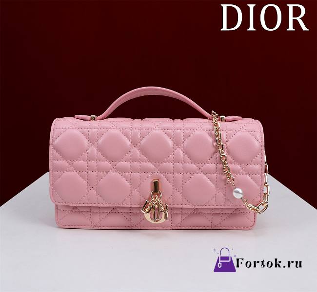Fortok Dior Miss Dior Bag Pink Cannage Lambskin 0980 21x11.5x4.5cm - 1