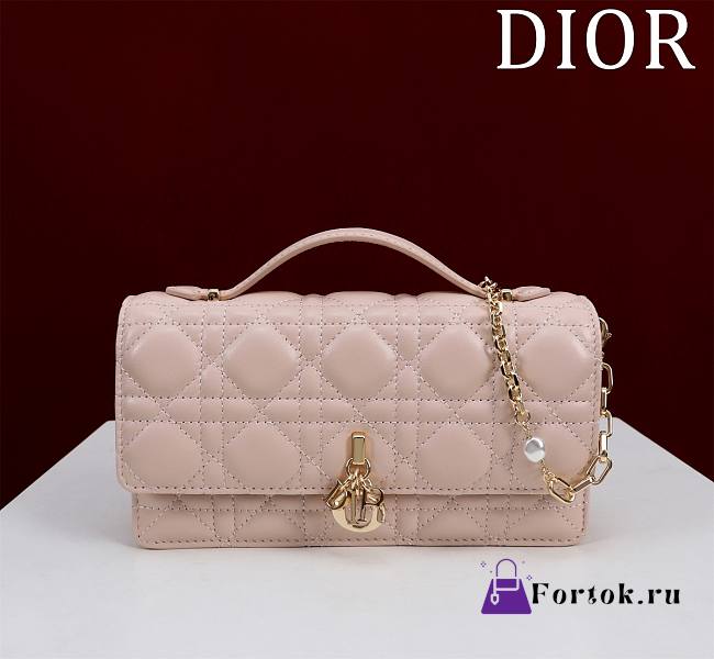 Fortok Dior Miss Dior Bag Light Pink Cannage Lambskin 0980 21x11.5x4.5cm - 1