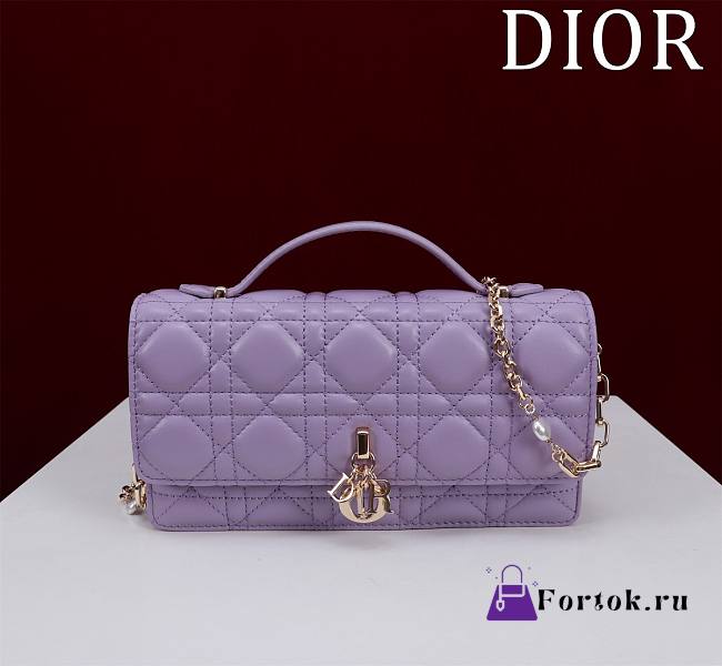 Fortok Dior Miss Dior Bag Purple Cannage Lambskin 0980 21x11.5x4.5cm - 1