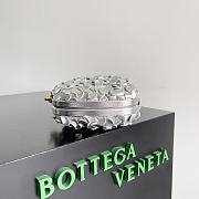 Fortok Bottega Veneta Silver Leather Clutch Bag Gold Metallic Knot 20.5x6x12.5cm - 6