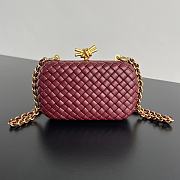 Fortok Bottega Veneta Knot Bag In Burgundy With Chain 776662 19x11.5x5cm - 1