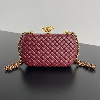 Fortok Bottega Veneta Knot Bag In Burgundy With Chain 776662 19x11.5x5cm