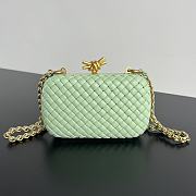 Fortok Bottega Veneta Knot Bag In Green With Chain 776662 19x11.5x5cm - 1