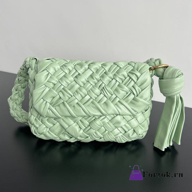 Fortok Bottega Veneta Kalimero Citta Shoulder Bag Green 785797 25x18x5.5cm - 1