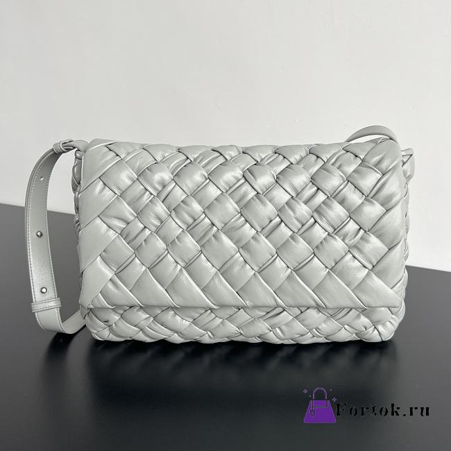 Fortok Bottega Veneta Rumple Messenger Bag in Grey 776519 30x23x7.5cm - 1