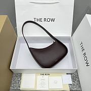 Fortok The Row Dark Brown Smooth Leather Half Moon Shoulder Bag 20x6cm - 2