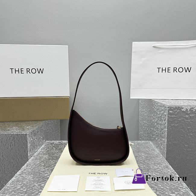 Fortok The Row Dark Brown Smooth Leather Half Moon Shoulder Bag 20x6cm - 1