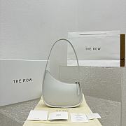 Fortok The Row White Smooth Leather Half Moon Shoulder Bag 20x6cm - 1