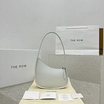 Fortok The Row White Smooth Leather Half Moon Shoulder Bag 20x6cm