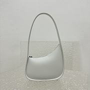 Fortok The Row White Smooth Leather Half Moon Shoulder Bag 20x6cm - 3