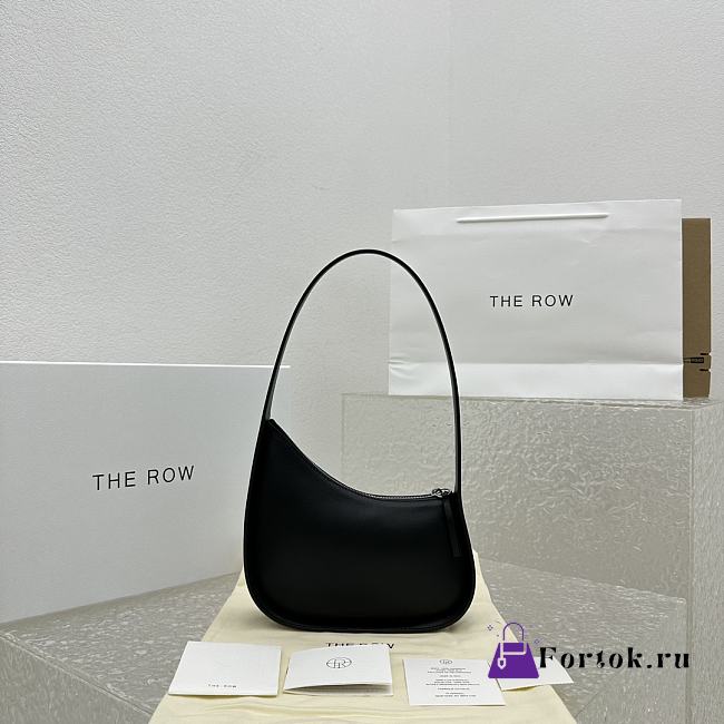 Fortok The Row Black Smooth Leather Half Moon Shoulder Bag 20x6cm - 1