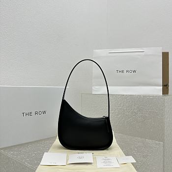 Fortok The Row Black Smooth Leather Half Moon Shoulder Bag 20x6cm