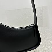 Fortok The Row Black Smooth Leather Half Moon Shoulder Bag 20x6cm - 5