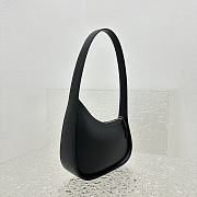 Fortok The Row Black Smooth Leather Half Moon Shoulder Bag 20x6cm - 4