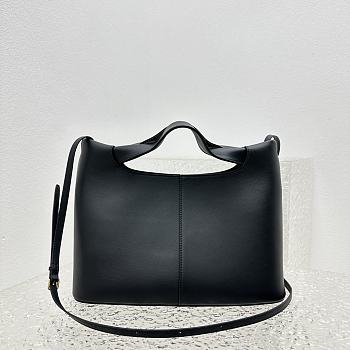 Fortok The Row Camdem Top-Handle Bag in Black Saddle Leather 32x23x14cm