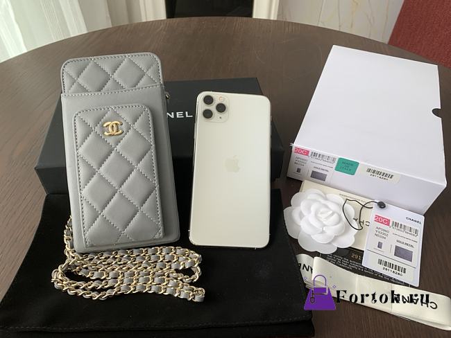 Fortok Chanel Phone Bag in Grey AP0990 18.5×9×3cm  - 1