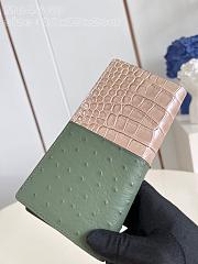 Fortok Louis Vuitton Brazza Wallet Green Color Brown Crocodile Skin Ostrich Leather M84668 10x19x2cm - 5