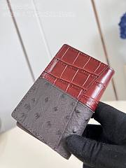Fortok Louis Vuitton Pocket Organizer White Color Burgundy Crocodile Skin Ostrich Leather M84690 7.5x11x1cm - 2