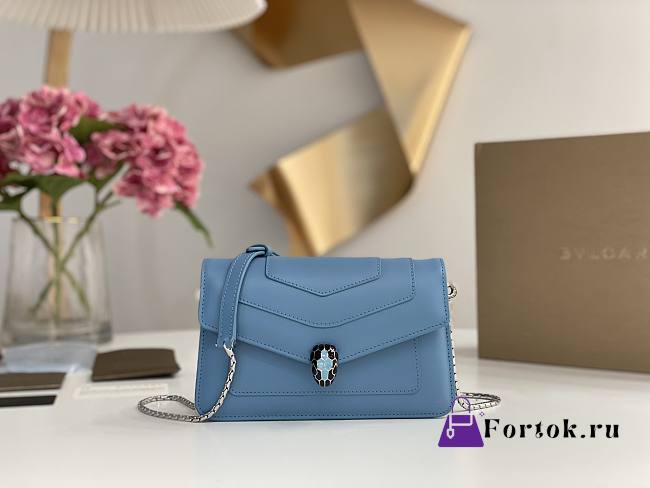 Fortok Bvlgari Serpenti Forever Shoulder Bag in Blue 291401 20x12x4cm - 1