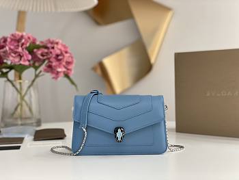 Fortok Bvlgari Serpenti Forever Shoulder Bag in Blue 291401 20x12x4cm