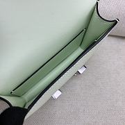 Fortok Hermes Constance Slim Epsom Bag Light Green with Inner Zipped Pouch Silver Hardware 12.5x10.5x2.5cm - 6