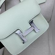 Fortok Hermes Constance Slim Epsom Bag Light Green with Inner Zipped Pouch Silver Hardware 12.5x10.5x2.5cm - 5