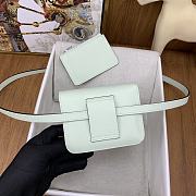 Fortok Hermes Constance Slim Epsom Bag Light Green with Inner Zipped Pouch Silver Hardware 12.5x10.5x2.5cm - 2