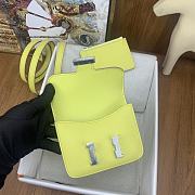 Fortok Hermes Constance Slim Epsom Bag Yellow with Inner Zipped Pouch Silver Hardware 12.5x10.5x2.5cm - 6