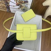 Fortok Hermes Constance Slim Epsom Bag Yellow with Inner Zipped Pouch Silver Hardware 12.5x10.5x2.5cm - 4