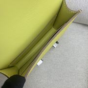 Fortok Hermes Constance Slim Epsom Bag Yellow with Inner Zipped Pouch Silver Hardware 12.5x10.5x2.5cm - 3