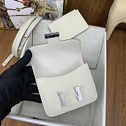 Fortok Hermes Constance Slim Epsom Bag White with Inner Zipped Pouch Gold/Silver Hardware 12.5x10.5x2.5cm - 6