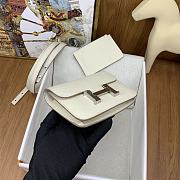 Fortok Hermes Constance Slim Epsom Bag White with Inner Zipped Pouch Gold/Silver Hardware 12.5x10.5x2.5cm - 5