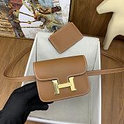 Fortok Hermes Constance Slim Epsom Bag Brown with Inner Zipped Pouch Gold/Silver Hardware 12.5x10.5x2.5cm - 4