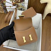 Fortok Hermes Constance Slim Epsom Bag Brown with Inner Zipped Pouch Gold/Silver Hardware 12.5x10.5x2.5cm - 2
