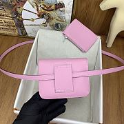 Fortok Hermes Constance Slim Epsom Bag Pink with Inner Zipped Pouch Silver Hardware 12.5x10.5x2.5cm - 5